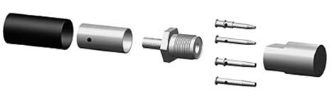ASSEMBLY INSTRUCTIONS M 05 Back nut Centre contact STRIPPING DIMENSIONS Heatshrink sleeve (option) Ferrule Body Stripping length (mm) Crimp tools a b c e Dies included