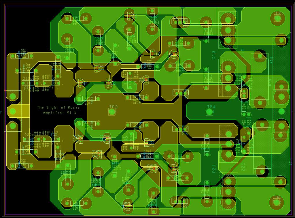 Figure 15. PCB Layout of Audio Amplifier Circuit Following the design completion and confirmation, the audio amplifier can now be constructed on a PCB.