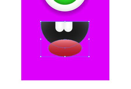 Draw a red oval to form a cheeky tongue, filled with a pink to red gradient.