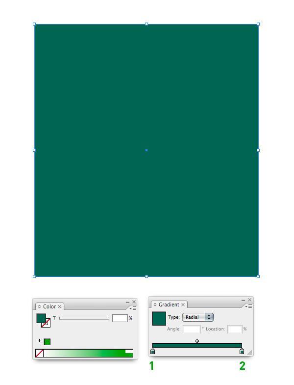 Step 12 Draw a rectangle and select a moody green color. This rectangle will become the sky so it needs to have a gradient.