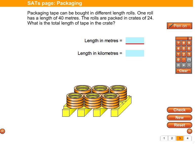 Screen 3: SATs page: Packaging You are given some information about one of several types of goods.