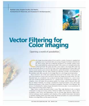 Venetsanopoulos, "Vector Filtering for Color Imaging," IEEE Signal Processing Magazine, vol.