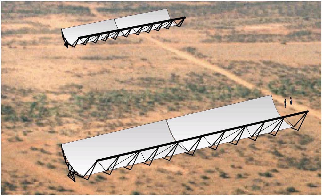 An even cheaper design uses fixed reflectors. In this design, a subreflector would be used to allow the line feed to be in focus when translated by up to 20 degrees from its centre position.