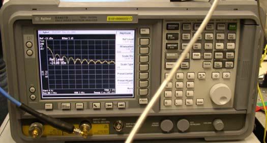 Figure 22: Electrical Spectral Analyzer used to observe the modulating frequencies As seen in Figure 22, the Electrical spectral analyzer shows the spectral analysis of the sidebands.