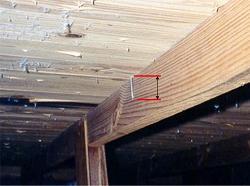 Page 4 of 13 A shiner through wood plank roof sheathing To determine the spacing of the fasteners, use the stud finder with the metal detector turned on.