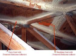 Page 8 of 13 Foam adhesive sprayed over all joints between sheathing and along intersections between roof sheathing and roof structural members Enhancing Roof Sheathing Attachment with Closed Cell