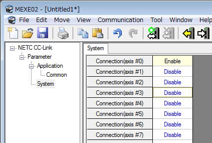 Set the "Connection (address number)" parameter of the driver connected to the network converter to "1: Enable" using the MEXE2 or via CC-Link communication.