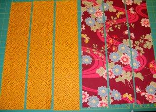 I arrange the fabrics into two sets.