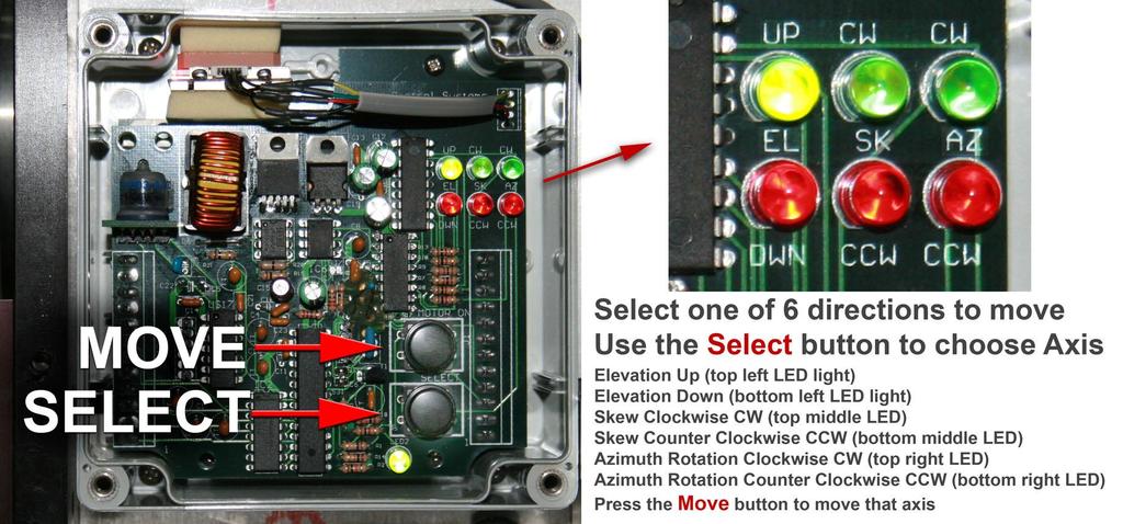 The Upper Control Board (UCB) - Opened The Upper Control Board is capable of moving all motors and axis of the dish.