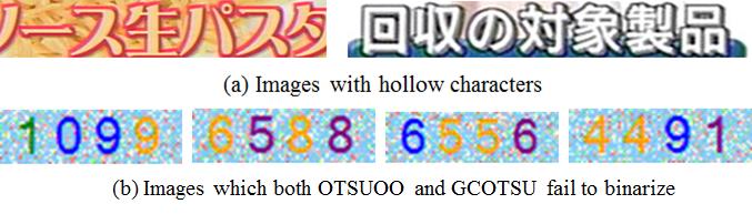 TABLE I CRR OF GCOTSU AND OTSUOO ON DIFFERENT WEBSITES (%). Fig. 6. Some failure examples of polarity estimation and binarization.