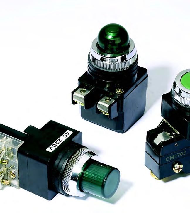 Pushbutton Switch Model designations CBFM 2 A R Contact Form NC NO Ratings Characteristics Rated voltage Noninductive (A) Resistance Lamp Inductive (A) Inductive Motor Inrush Current (A) Operation