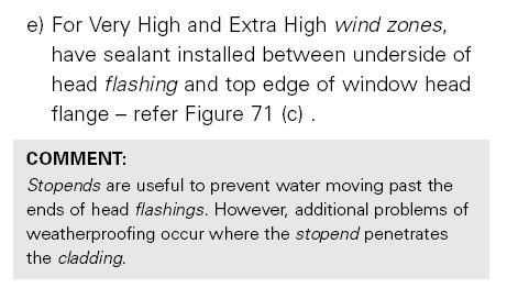 Step D5 Head Flashing Clause 9.1.10.4 describes the basics of head flashings.