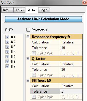 Collecting reference data and adjusting limit settings 24. Activate Limit Calculation Mode and measure a batch of units with unknown classification.