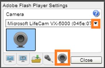 3- Select from the drop down list the correct webcam that you have.