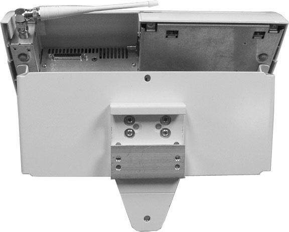 Mounting Base Station on Rail 1. Locate four (4) mounting holes (below left) on rear of base station. Fasten Adapter to base station with four (4) M3.5 x 6mm PHMS as shown below right. 2.
