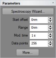 3: Spectroscopy panel Parameters section Spectroscopy Wizard This button starts the Spectroscopy