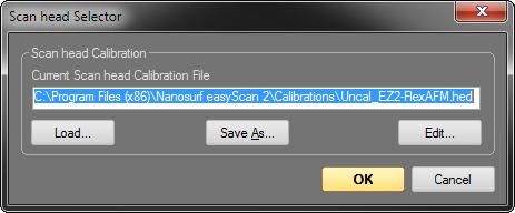 SCAN HEAD SELECTOR DIALOG 14.3: Scan Head Selector dialog The Scan Head Selector dialog is used to load, save or edit scan head calibration files.
