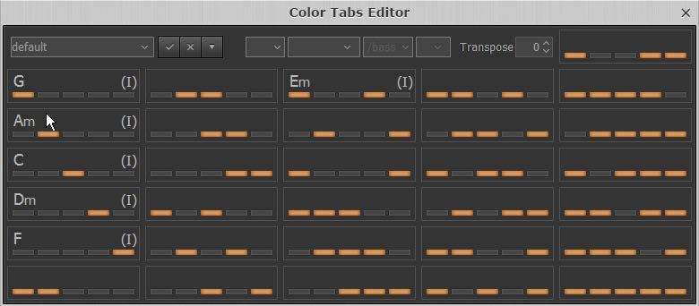 Strum bar Function settings Note, that each of 5 Strum bar Function selections, Strum, Bass&Strum, Picking1, Picking2, Picking3 has independent settings, automatically saved within the engine on