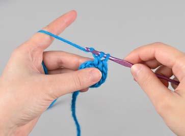 abbreviation: dc symbol: 1 2 3 Bring the yarn over the hook from the back to the front. Insert the hook under the two loops of stitch done in the last round or row.