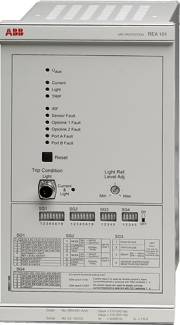 REF 542plus Complex Solution for the Distribution Substation 1MRS756412 REA 101_right_coi300 It has power supply unit for 110 240 VAC / 110 250 VDC.