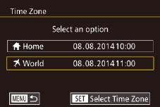 Before using the world clock, be sure to set the date and time and your home time zone, as described in Setting the Date and Time (= ).