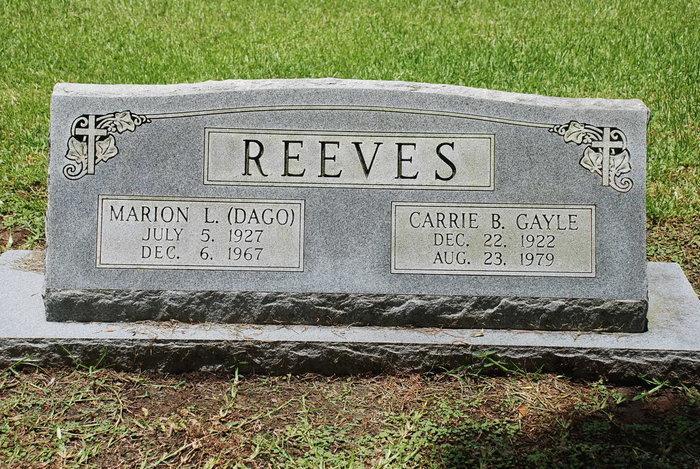 findagrave.com West Columbia cemetery Memories Henry Hanson: Marion Levern Reeves had on his tombstone (Dago) Reeves. That is the name my father used when he referred to Marion.
