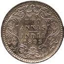 150-200 2221 Silver 2-Annas (6), 1891C,