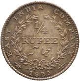 (20) 150-200 2241 2242 2243 2241 Silver ¼-Rupee, 1835C, obv WILLIAM IIII KING,