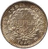 2249 2248 Silver ¼-Rupee, 1840M, obv VICTORIA