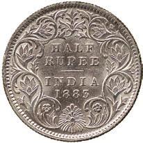 ½-Rupee, 1884C, A/I, obv