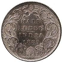 with ticket 2322 Silver ½-Rupee,