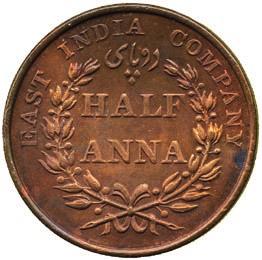 ex Pridmore collection 2180 Copper ½-Anna
