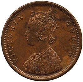 2189 2190 2189 Copper ½-Anna, 1862C, sloping 1 in