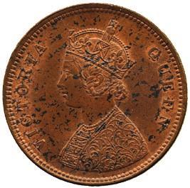 400-600 2191 Copper ½-Anna, 1862C, flat 1 in date,