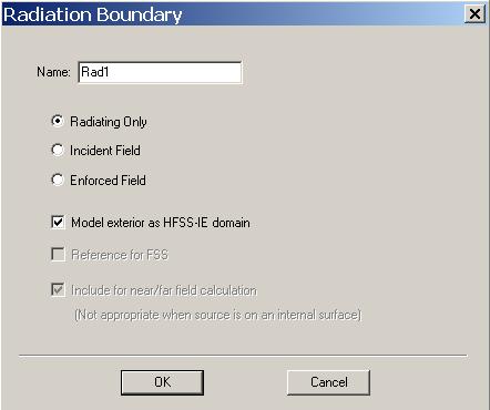 Finite Element-Boundary Integral: Boundary Condition Setup Boundary condition is enabled with HFSS-IE Setup is similar to