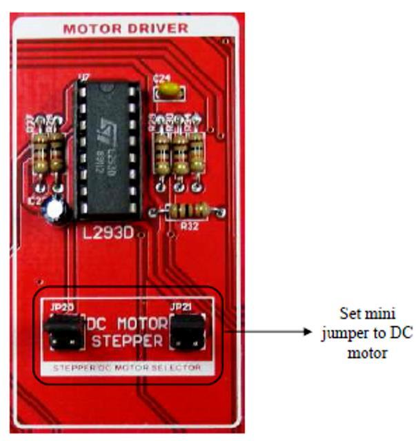 Figure 6.2 Interfaces between Motor Driver (L293D) and DC Motor. From Figure 6.1, the two inputs (IN1 and IN2) to the motor driver are connected to PORTB, pin RB4 and RB5.