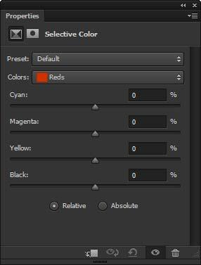 Adobe Photoshop Using selective colors With the Selective Color command, you can change the intensity of selected color groups such as blues, reds, or magentas along the CMYK scale.