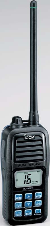 * * As of December, 2010, researched by Icom. Built-in regular charger circuitry Recharge the IC-M24 by plugging the wall charger directly in to the radio.