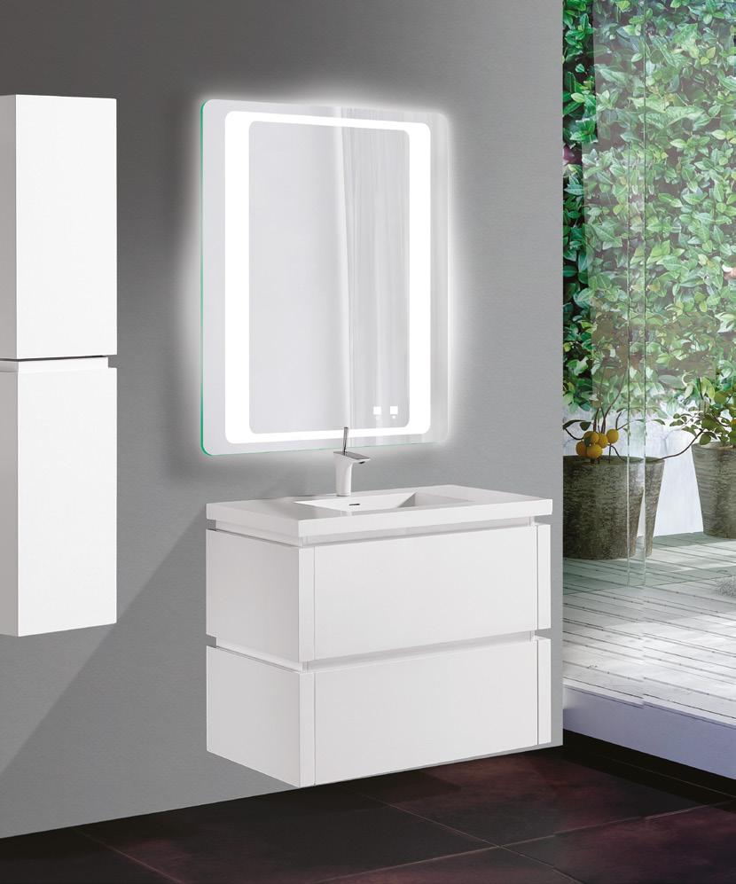 The Vision Illuminated Mirror Collection 20 Vanity: 30 CUBE Glossy White with
