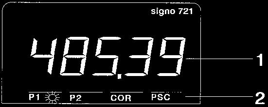 LD display with 7 mm high digits. asy to read, decimal point can be programmed if required. Line 1: Shows the current count in counting operation and entry values in programming mode.