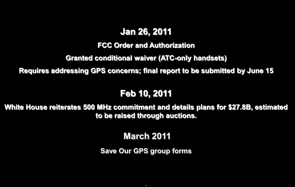 Jan 26, 2011 FCC Order and Authorization Granted
