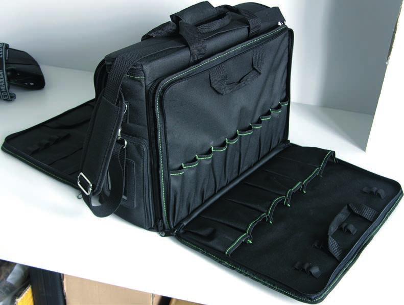 Service bag Supply Max 1000 V Document compartment, compartments for tools and instruments, small pocket, big compartments, rubber loops, separate well protected main compartment for laptop and