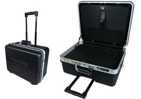 Rigid case, black, 28 compartments, surrounding protection strip, 2 lockable locks, 1 combination lock. Art. no.