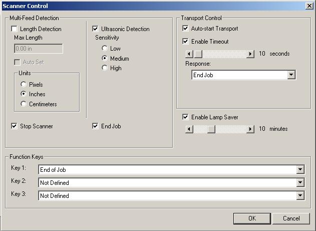 Setting scanner controls The Scanner Control dialog box allows you to set the following controls: Multi-feed and