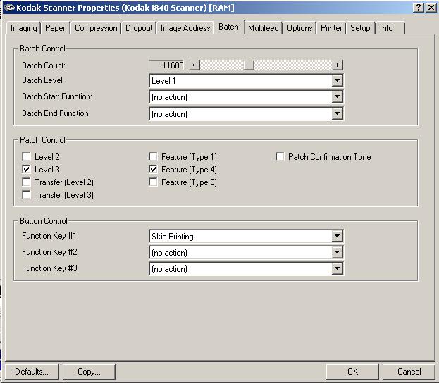 The Batch tab Batching is the operation of counting pages or documents.