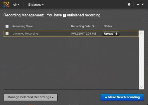 Creating a new video using MDR Recording Using the control window you can Discard,