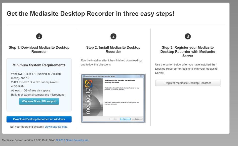 Installing and Registering MDR Download Desktop Recorder Please note the minimum system requirements. Please click blue Download Desktop Recorder for Windows button.