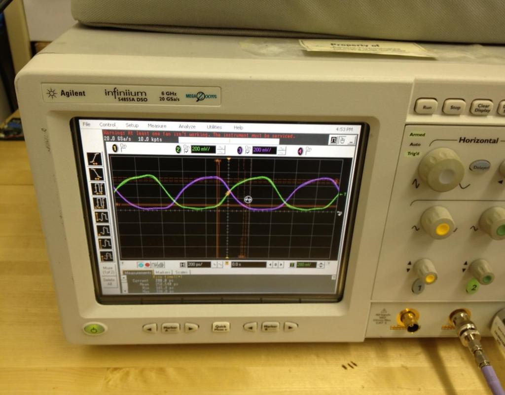 36 Figure 3.9. Measurement from active probe On the test board, active probe is soldered on the test pad and measure the waveform from data/clock buffer, as shown in Figure. 3.10.