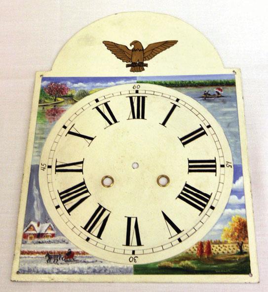 The work included aging the dial s back and front surfaces and painting the dial with oil paints and gesso as per the
