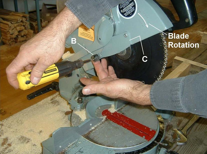 Introduction to Carpentry Power Tools Blade Removal Rotate the